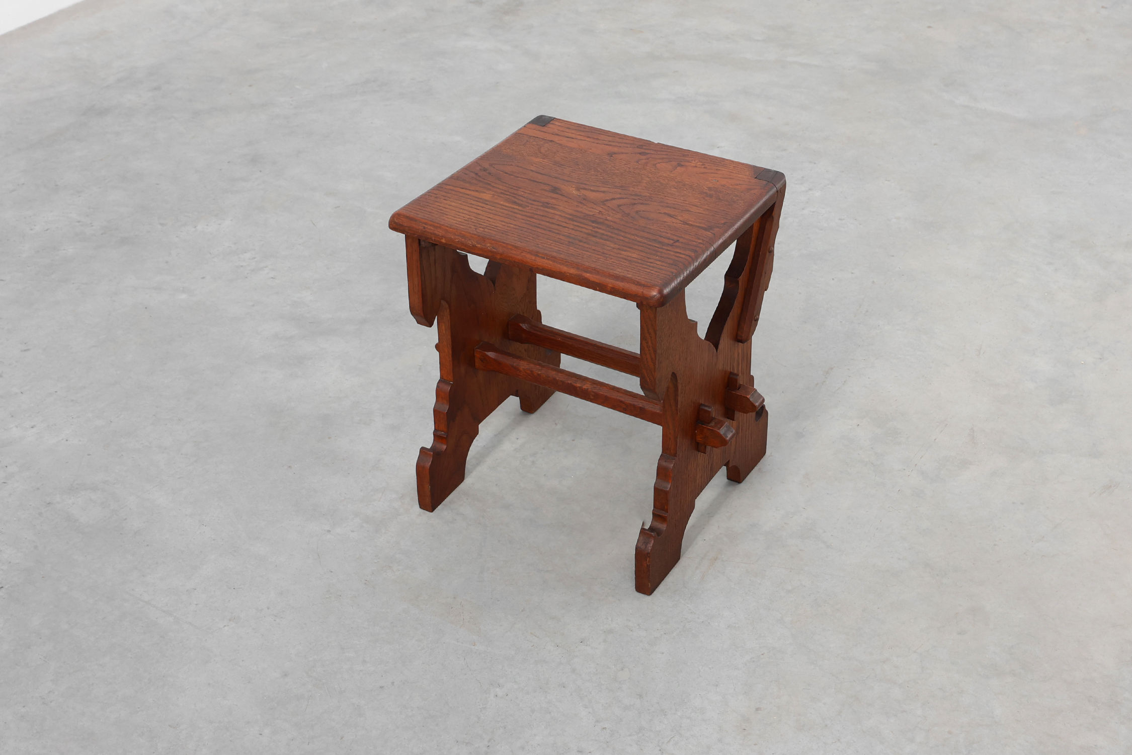 Pair of Belgian Arts & Crafts or Jugendstil Oak Stools, circa 1890thumbnail